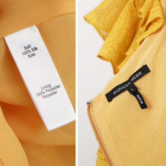 Marissa Webb 100% Silk Sofia Embroidered Ruffle Midi Dress L Saffron Yellow $798 - Picture 14 of 16